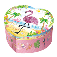 Heart Shaped Musical Jewelry Box Flamingo