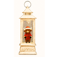 Christmas Snow Lantern Highland Cow Cream Santa Hat