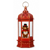 Christmas Snow Lantern Red Highland Cow Heart