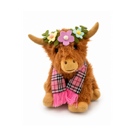 Harriett the Highland Cow Tan Pink/Black Scarf 25cm