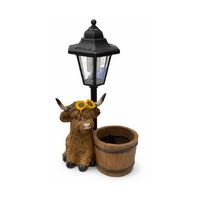 Mad Ally Highland Cow Solar Powered Garden Planter Pot