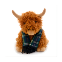 Hamish the Highland Cow Tan Green Scarf 25cm