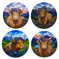 Highland Cow Mosaic Coasters Girl Set