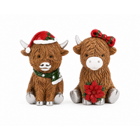 Highland Cow Christmas Ornaments Set