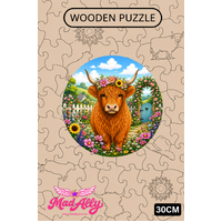 Highland Cow Wooden Puzzle - Girl