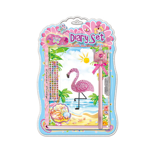 Diary Set with Crown Pen Flamingo