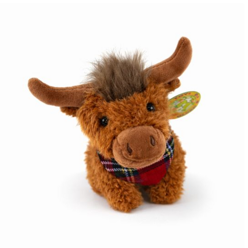 Angus the Highland Cow Dark Brown with Scarf
