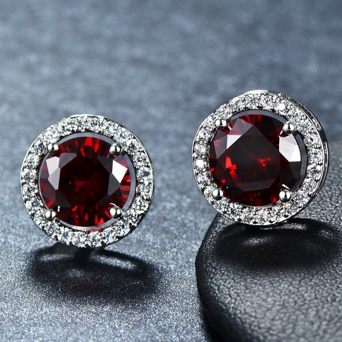 10mm Earrings; Ruby