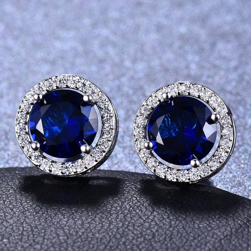 10mm Earrings; Sapphire