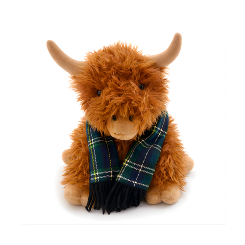 Hamish the Highland Cow Tan Green Scarf 25cm