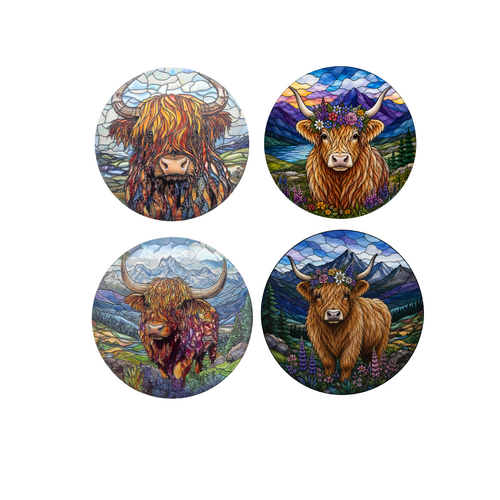 Highland Cow Mosaic Coasters Set of 4 A