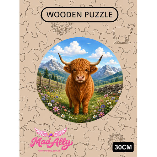 Highland Cow Wooden Puzzle - Boy
