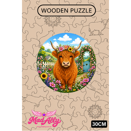 Highland Cow Wooden Puzzle - Girl
