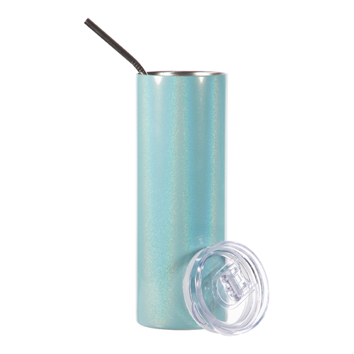 Sparkling Skinny Tumbler With Straw; Teal
