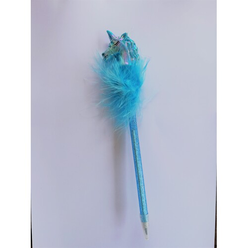 Unicorn Fluffy Pen Blue